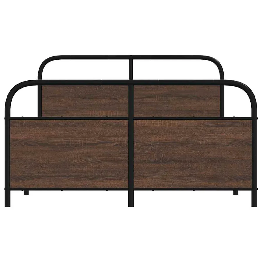 Cadre de lit en métal sans matelas chêne marron 140x200 cm - 5