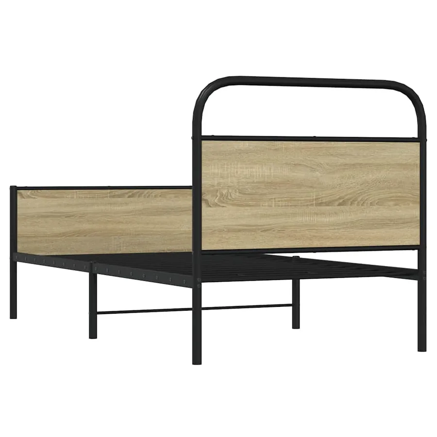 Cadre de lit sans matelas 75x190cm chêne sonoma bois ingénierie - 7