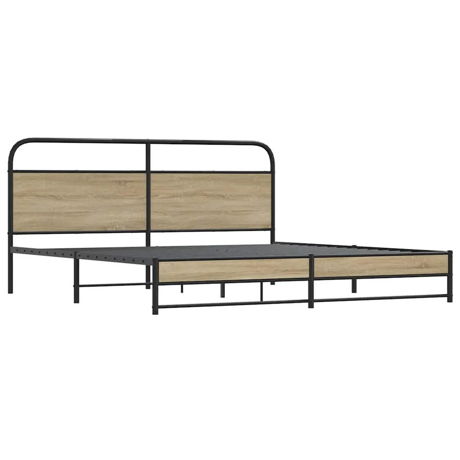 Cadre de lit en métal sans matelas chêne fumé 183x213 cm - 3
