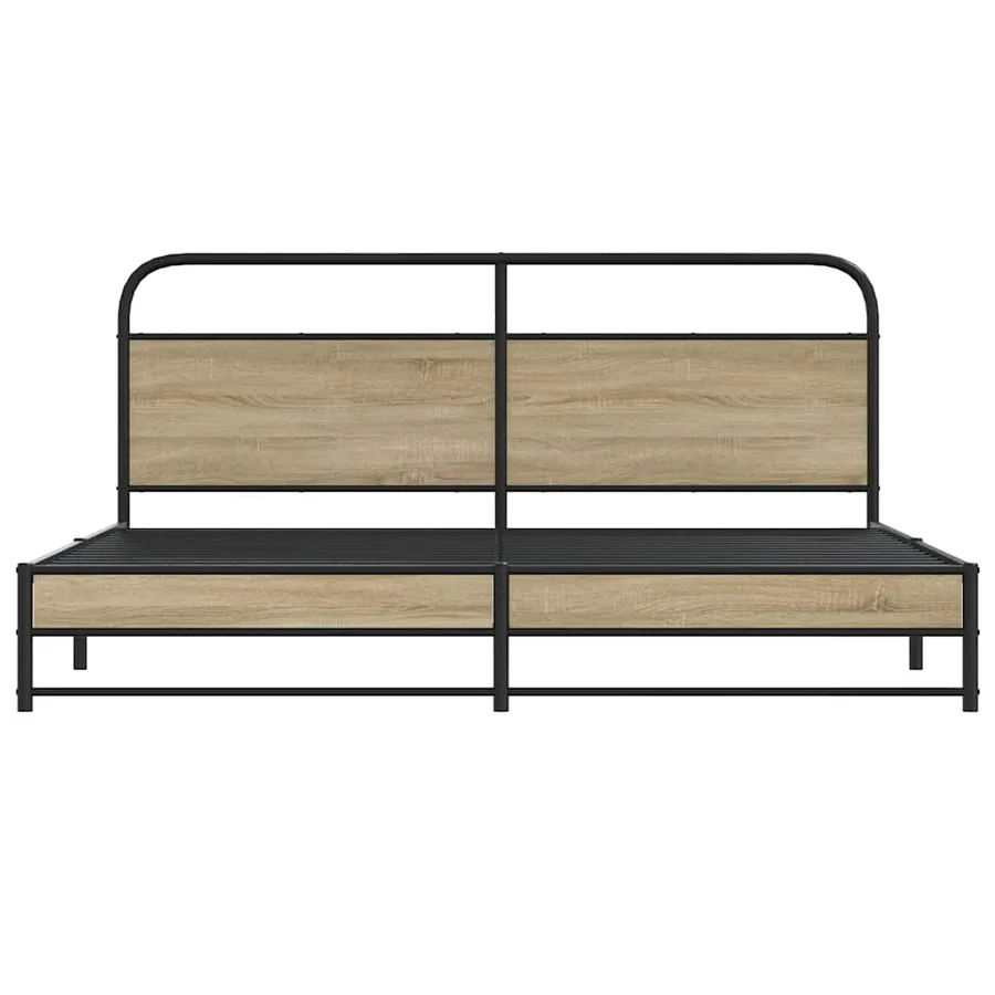 Cadre de lit en métal sans matelas chêne fumé 183x213 cm - 5