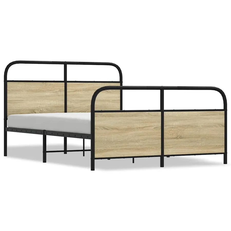 Cadre de lit en métal sans matelas chêne sonoma 140x190 cm - 2