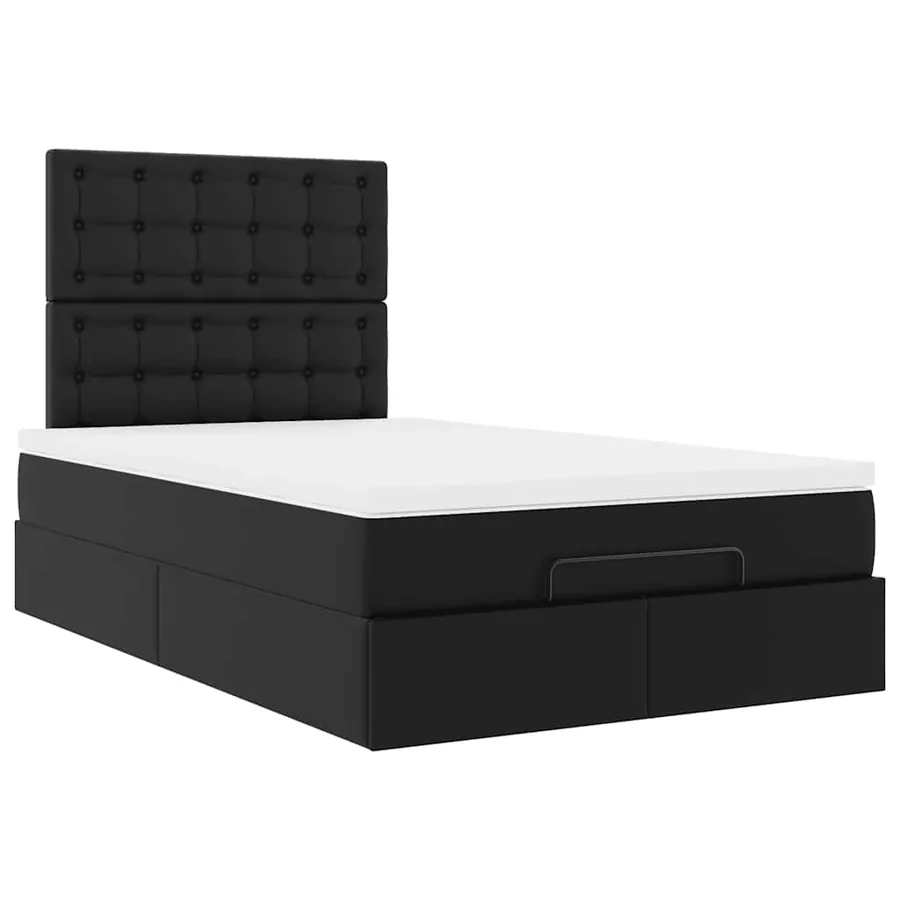 Cadre de lit ottoman avec matelas noir 120x190 cm similicuir - 6