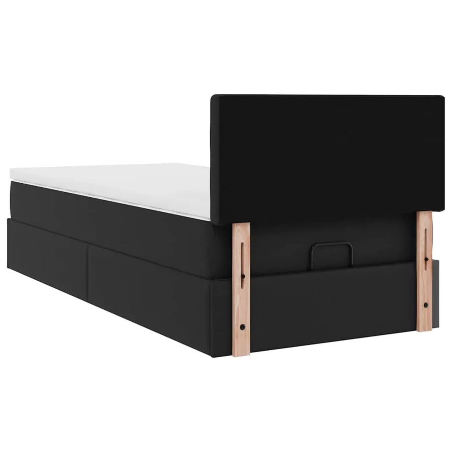 Cadre de lit ottoman avec matelas noir 90x200 cm similicuir - 10