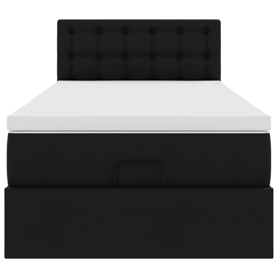 Cadre de lit ottoman avec matelas noir 90x200 cm similicuir - 8