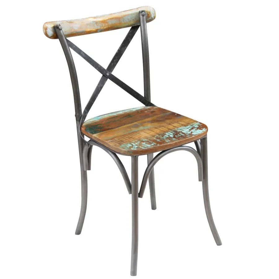 Chaises à manger lot de 2 bois de récupération solide - 2