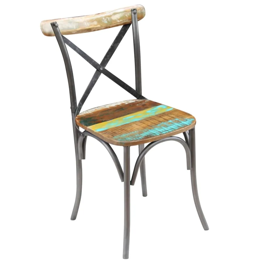 Chaises à manger lot de 2 bois de récupération solide - 4