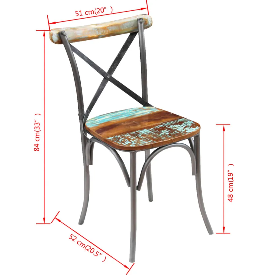 Chaises à manger lot de 2 bois de récupération solide - 9