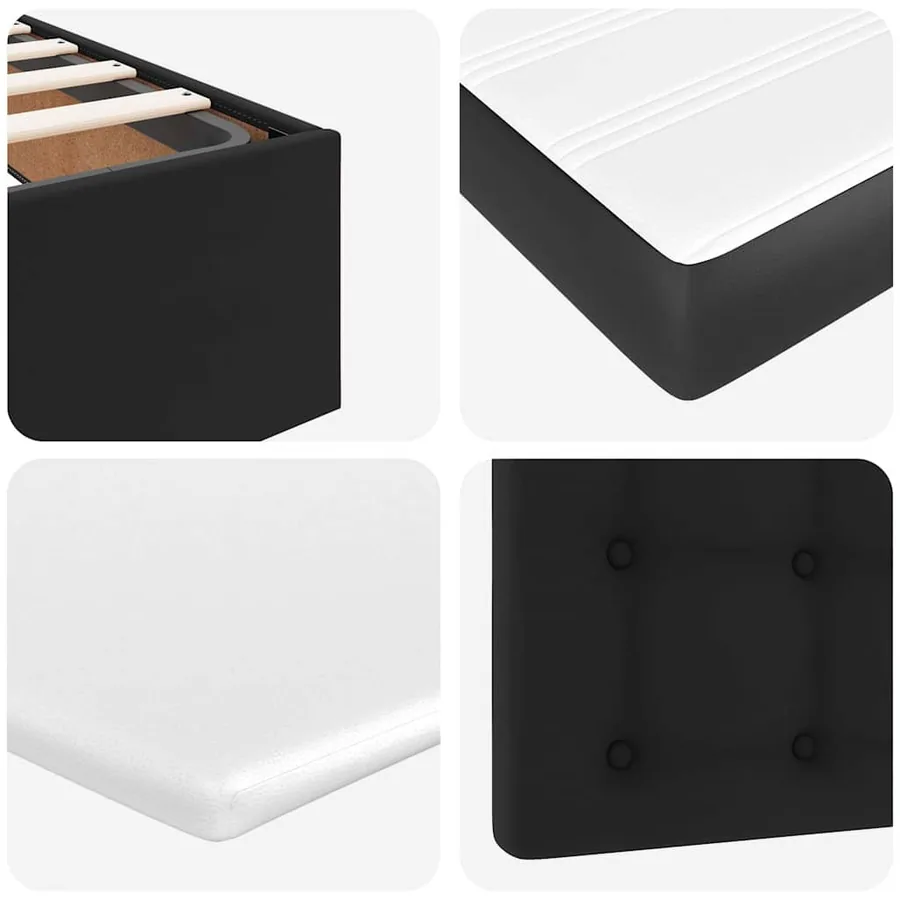 Lit ottoman avec matelas & LED Noir 160x200cm similicuir - 16