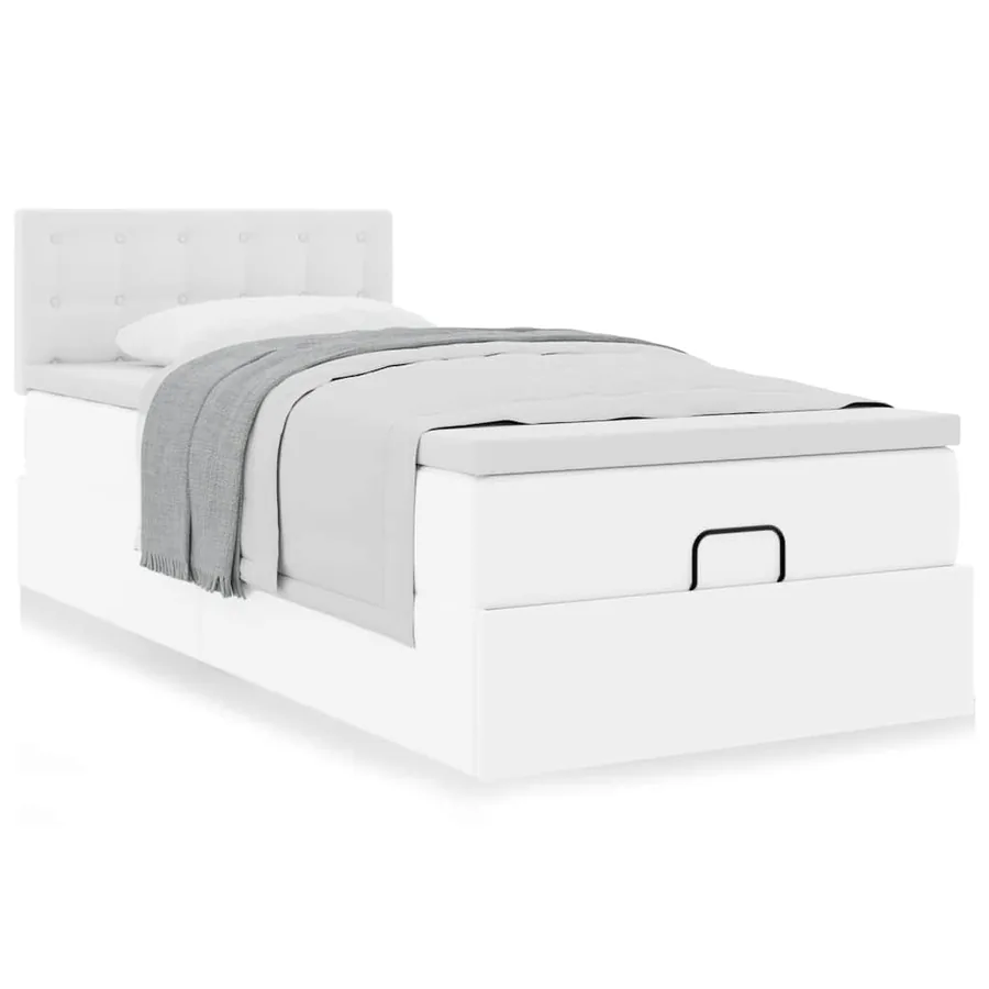 Lit ottoman avec matelas blanc 100x200 cm similicuir - 4