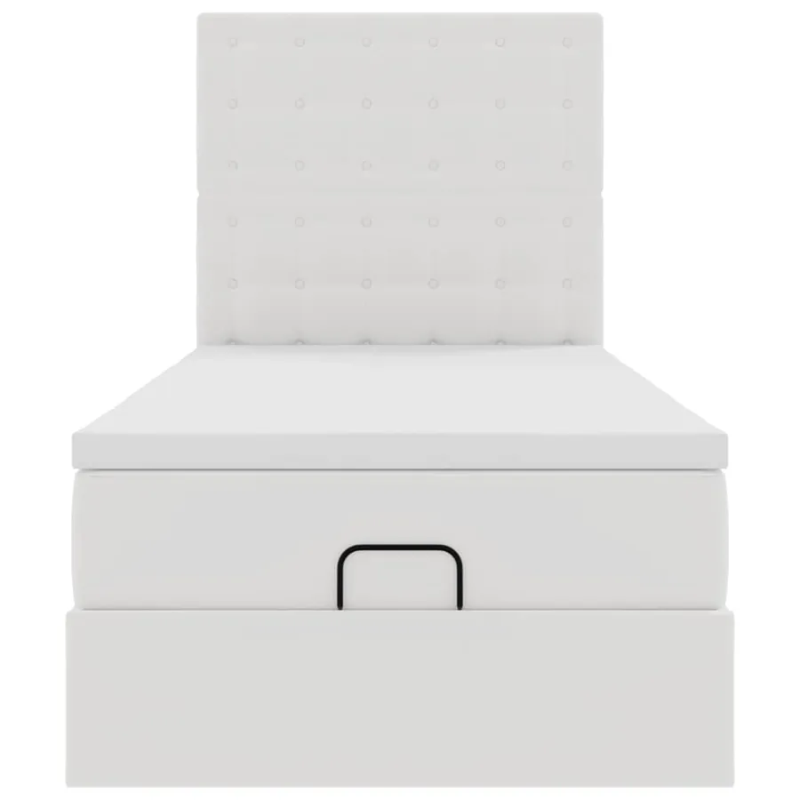 Cadre de lit ottoman avec matelas blanc 90x200 cm similicuir - 8