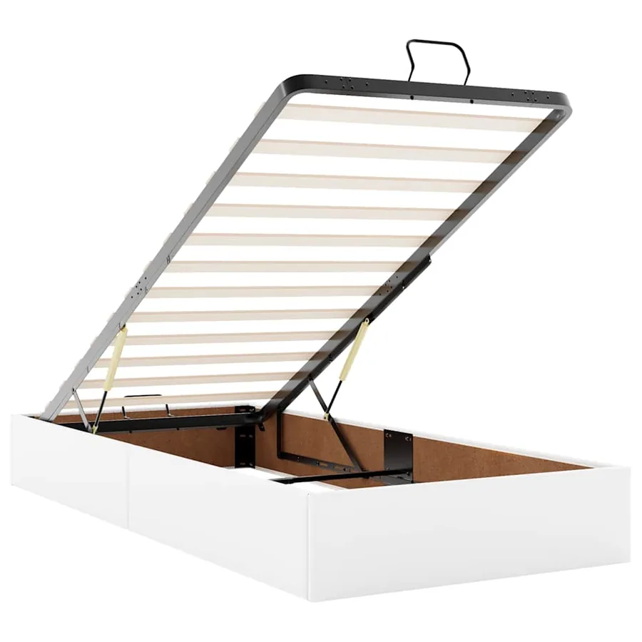 Cadre de lit ottoman avec matelas blanc 100x200 cm similicuir - 11