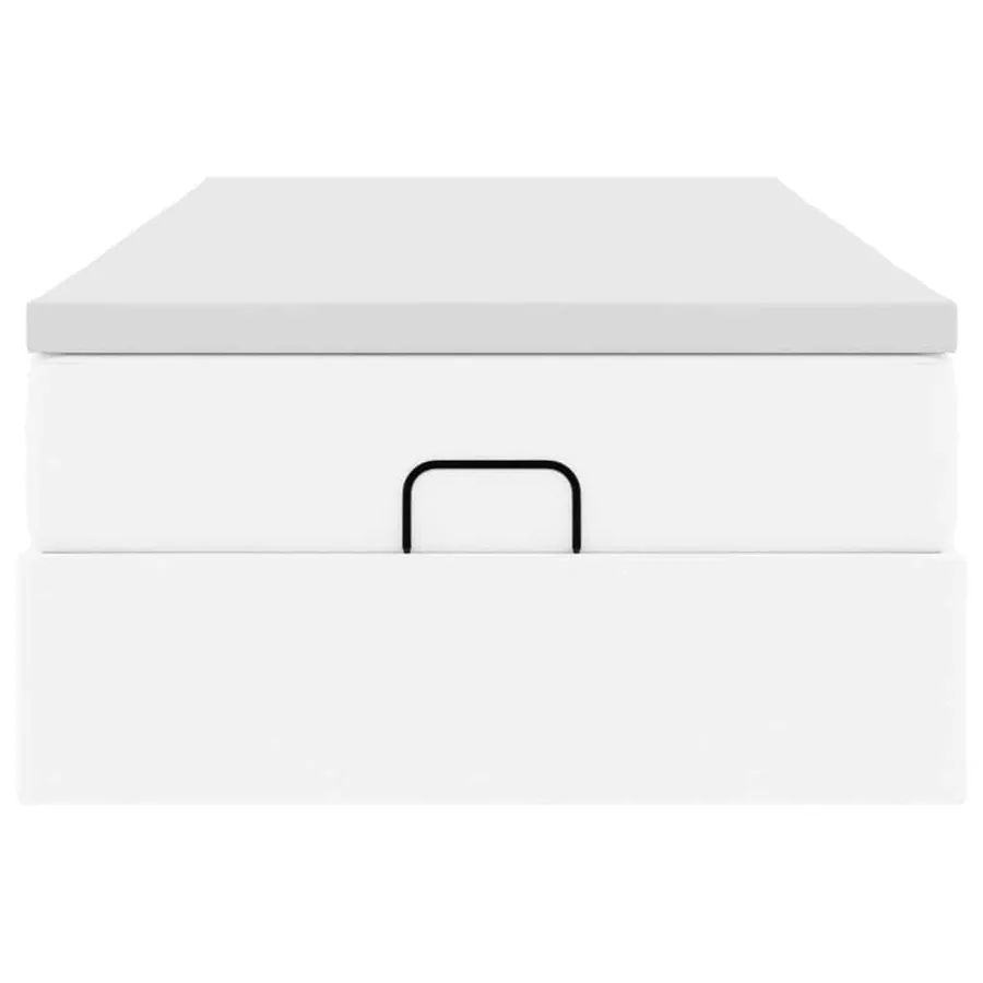 Cadre de lit ottoman avec matelas blanc 100x200 cm similicuir - 7