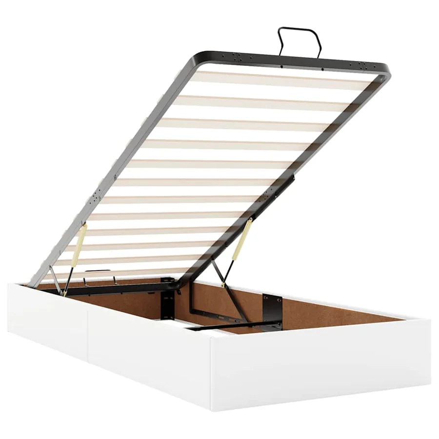 Cadre de lit ottoman avec matelas blanc 90x200 cm similicuir - 11