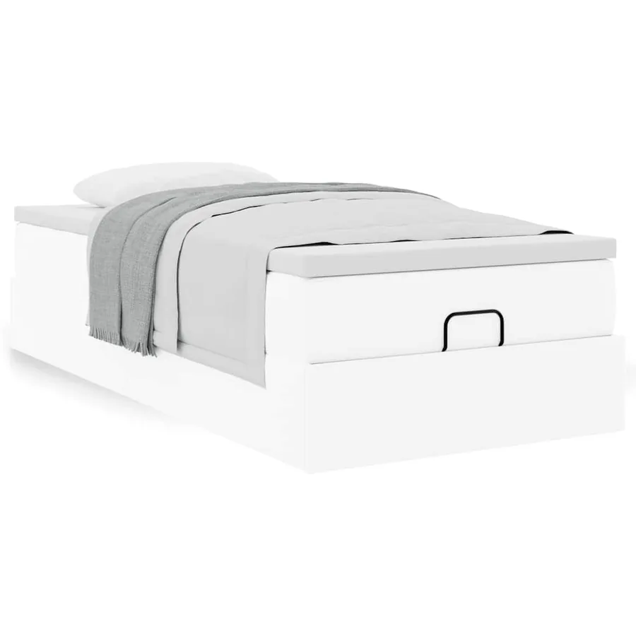 Cadre de lit ottoman avec matelas blanc 90x200 cm similicuir - 4
