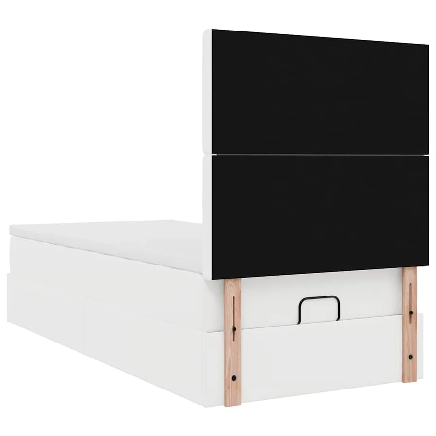 Lit ottoman avec matelas blanc 100x200 cm similicuir - 11