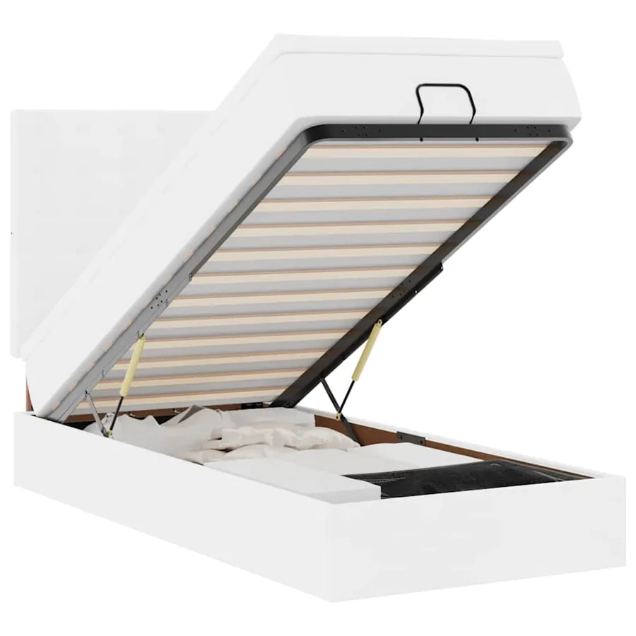 Lit ottoman avec matelas blanc 100x200 cm similicuir - 2