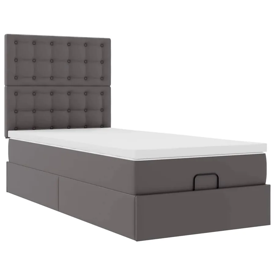 Lit ottoman avec matelas gris 90x190 cm similicuir - 6