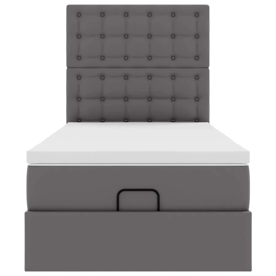 Lit ottoman avec matelas gris 90x190 cm similicuir - 7