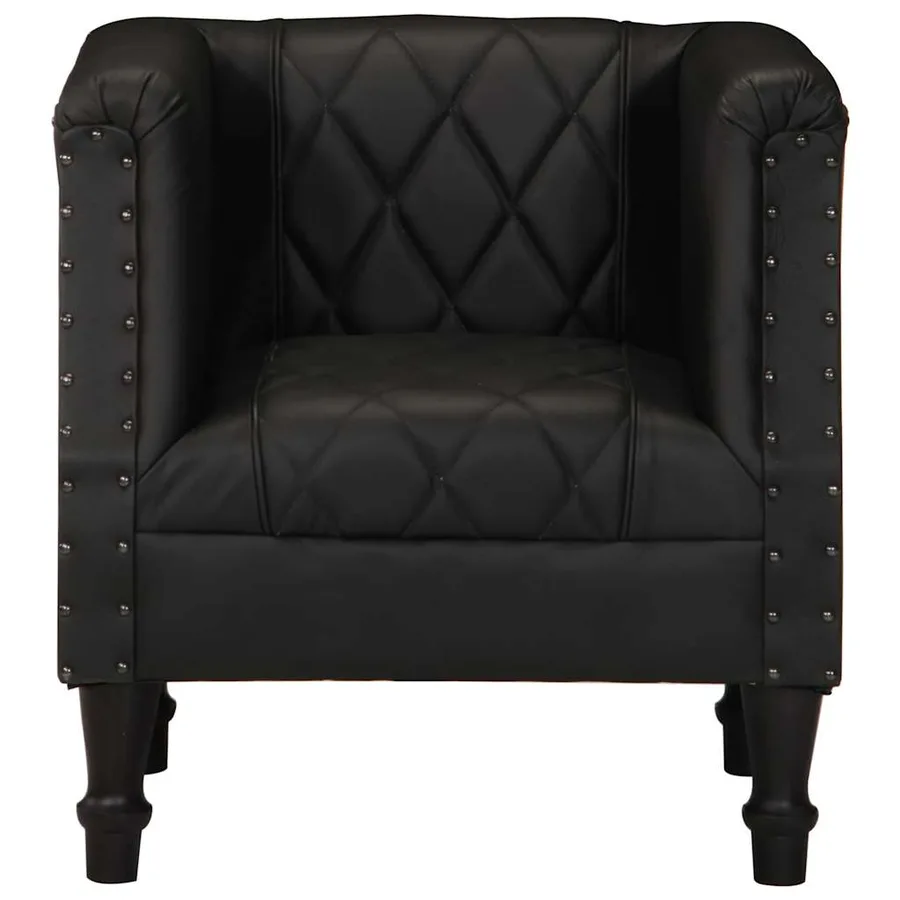 Chaise cabriolet Noir Cuir véritable de chèvre - 2