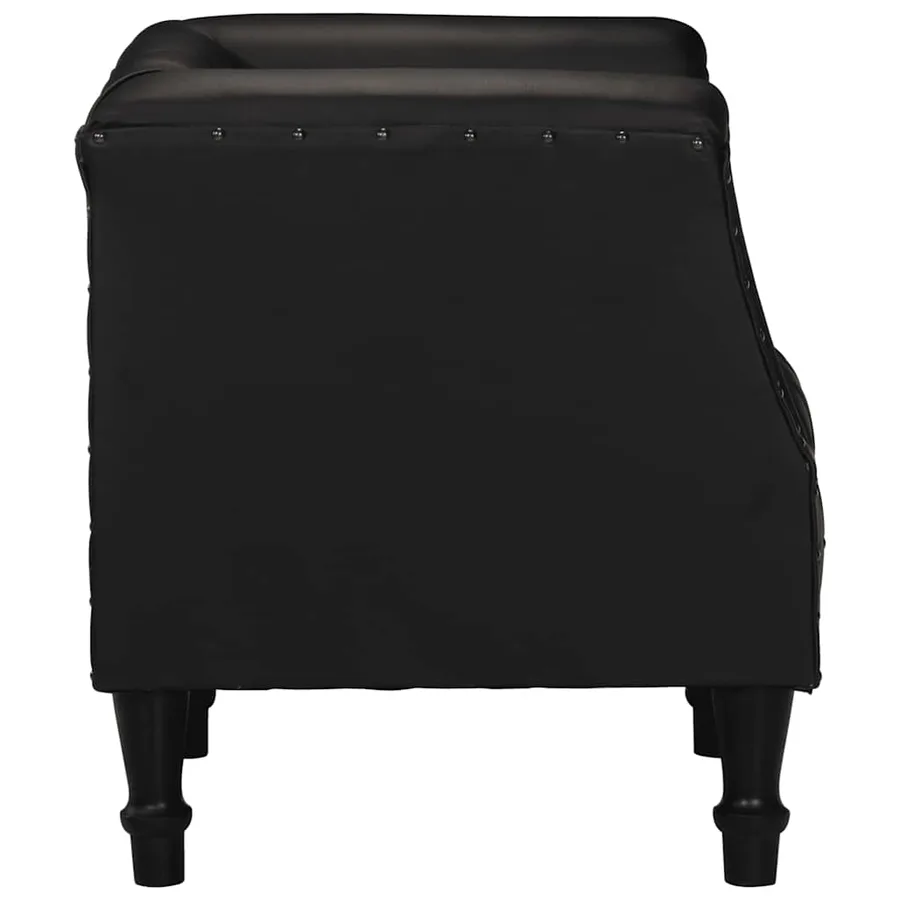 Chaise cabriolet Noir Cuir véritable de chèvre - 3