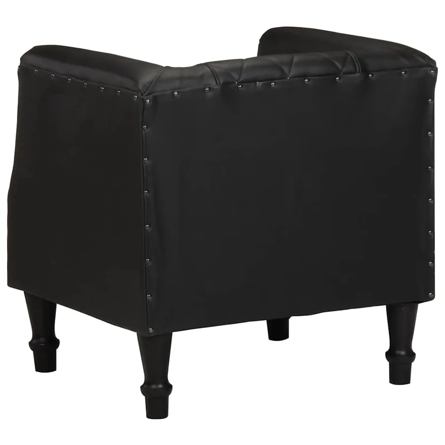 Chaise cabriolet Noir Cuir véritable de chèvre - 4