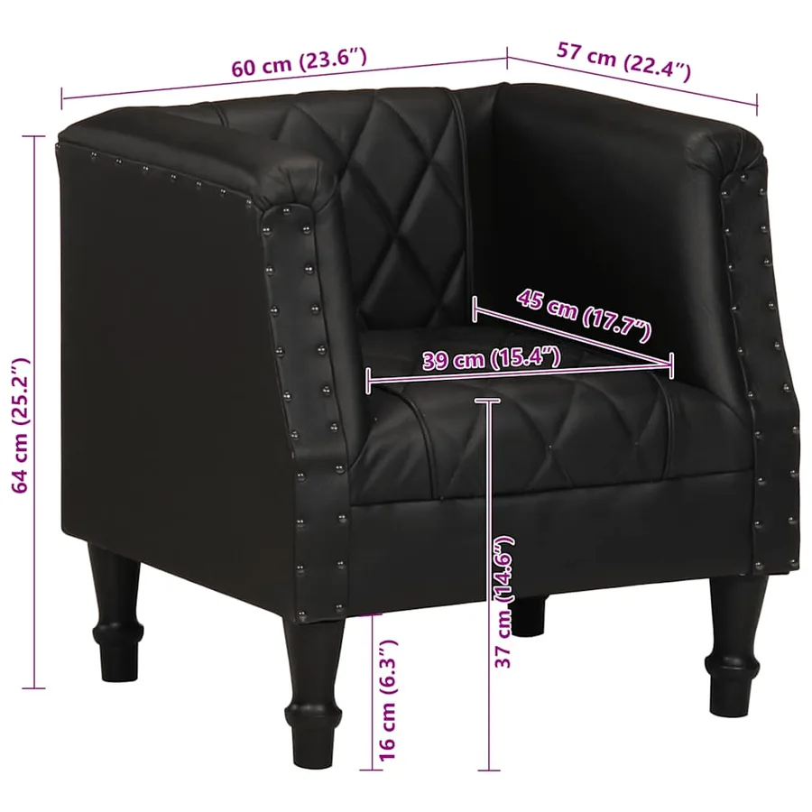 Chaise cabriolet Noir Cuir véritable de chèvre - 9