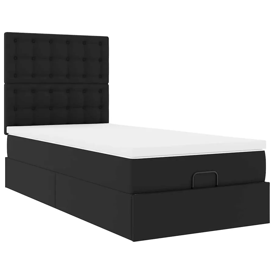 Cadre de lit ottoman avec matelas noir 90x190 cm similicuir - 7