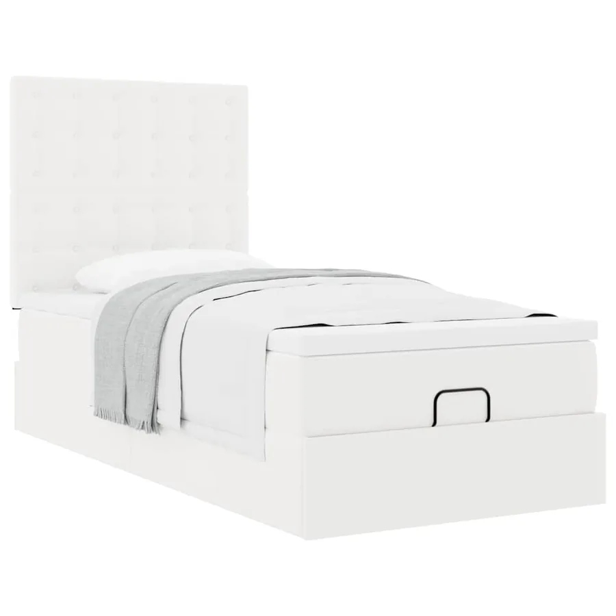 Lit ottoman avec matelas blanc 80x200 cm similicuir - 4