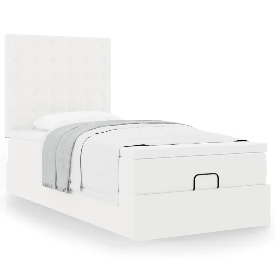 Lit ottoman avec matelas blanc 80x200 cm similicuir - 5