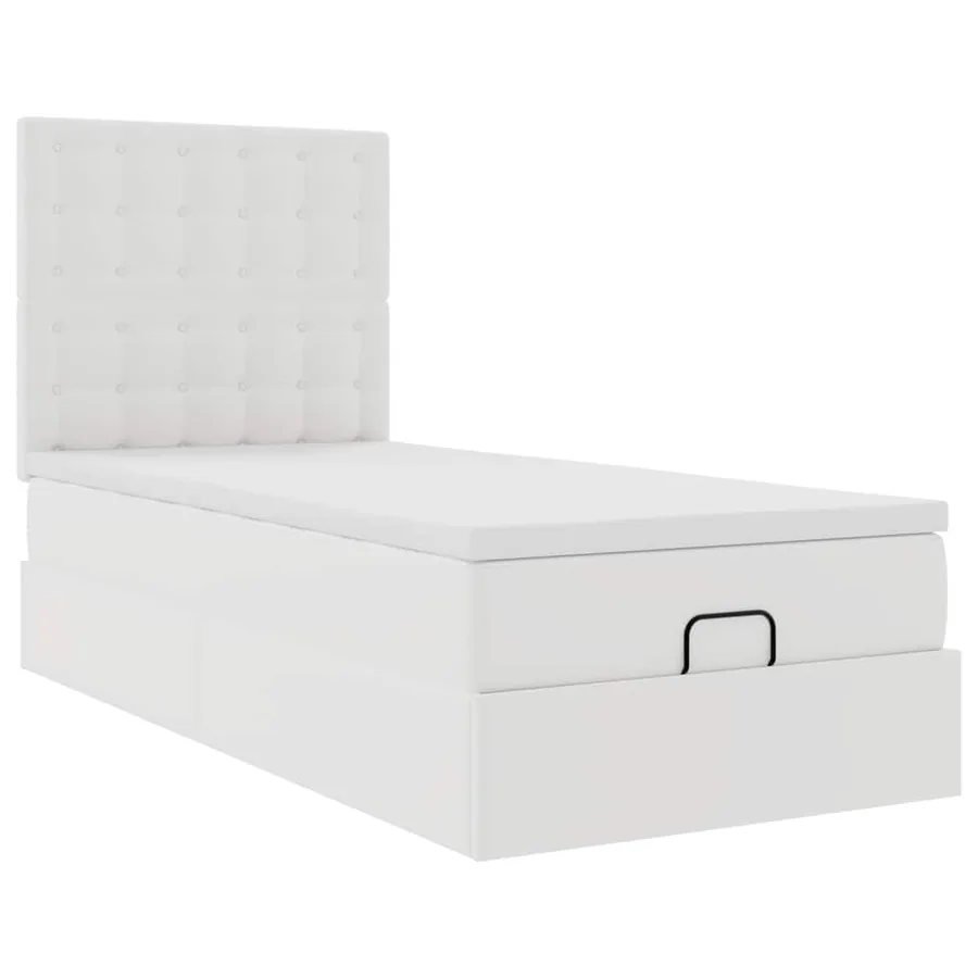 Lit ottoman avec matelas blanc 80x200 cm similicuir - 6