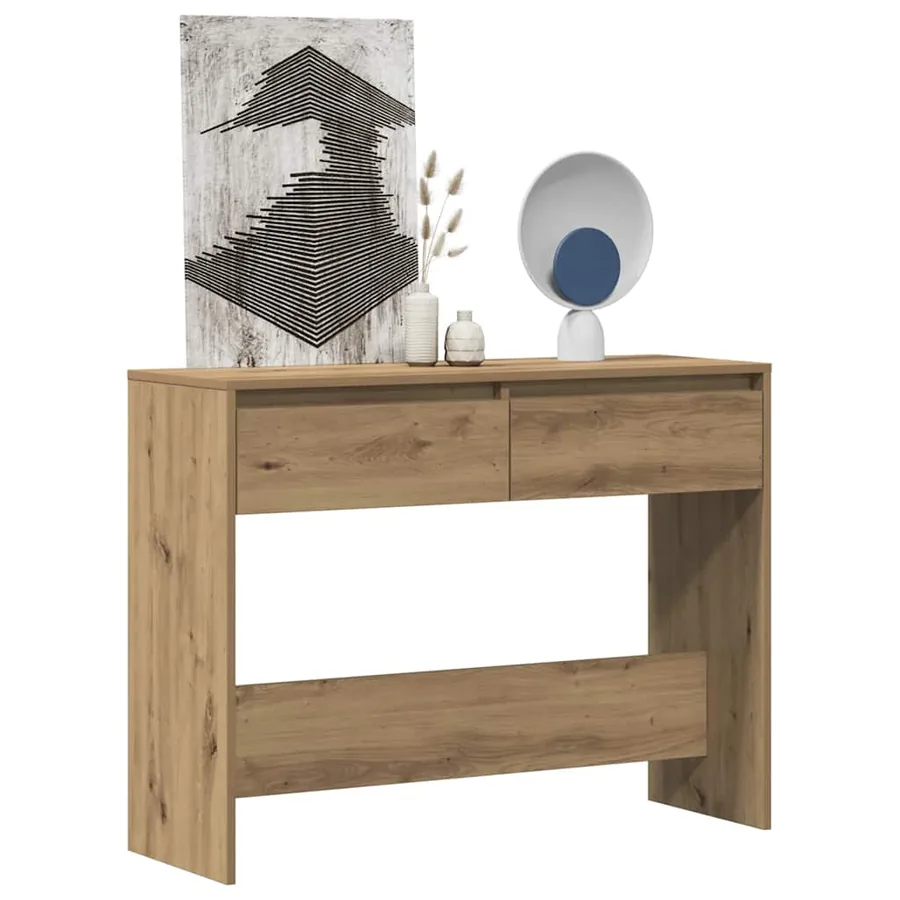 Table console chêne artisanal 100x35x76,5 cm bois d'ingénierie - 3