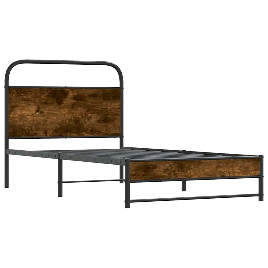 Cadre de lit sans matelas 107x203 cm chêne fumé bois ingénierie - 4