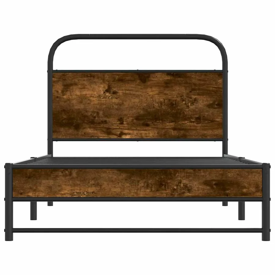 Cadre de lit sans matelas 107x203 cm chêne fumé bois ingénierie - 5