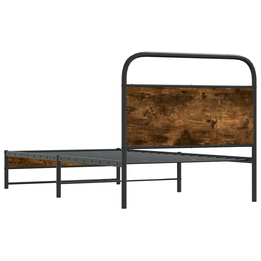 Cadre de lit sans matelas 107x203 cm chêne fumé bois ingénierie - 7