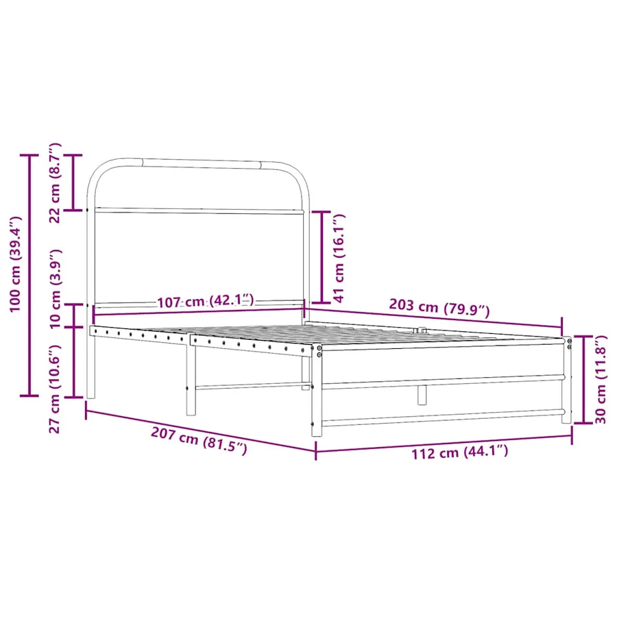 Cadre de lit sans matelas 107x203 cm chêne fumé bois ingénierie - 9