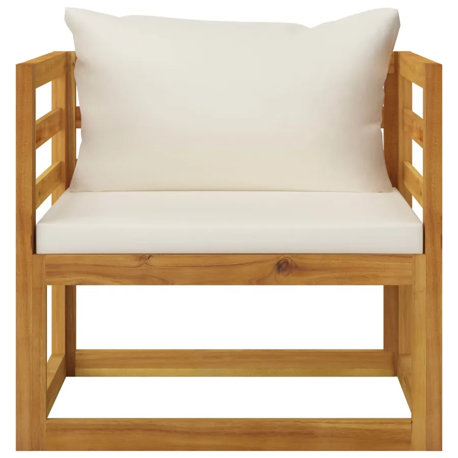 Salon de jardin 8 pcs avec coussin Crème Bois d'acacia solide - 15