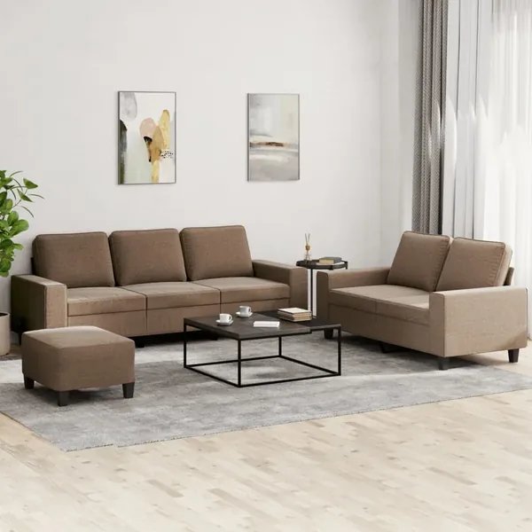 Ensemble de canapés 3 pcs marron tissu