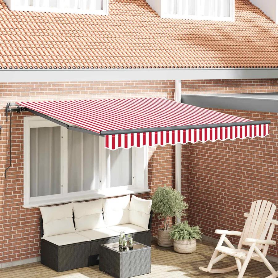 Auvent rétractable Rouge et Blanc 350 x 250 cm
