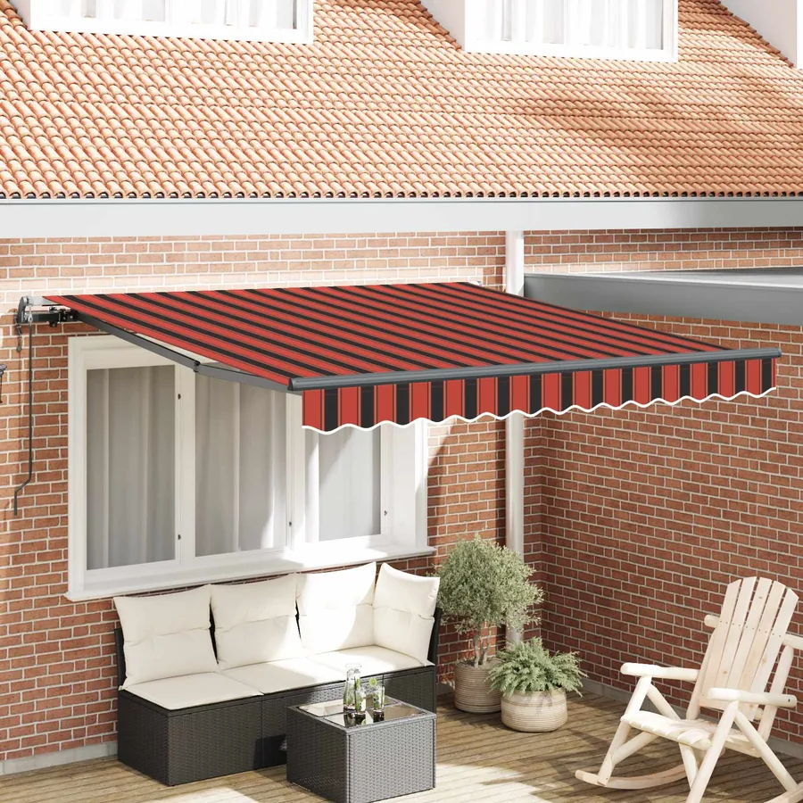 Auvent rétractable Rouge et Noir 350 x 250 cm