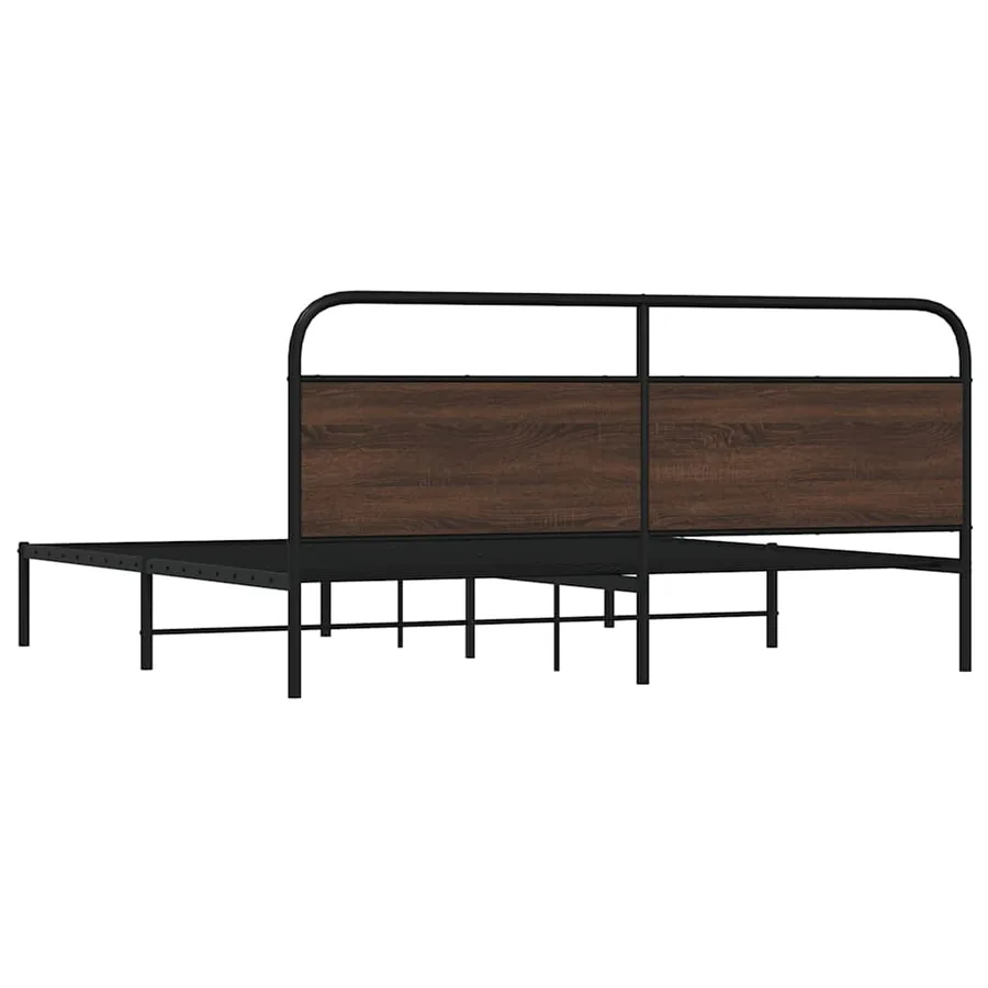 Cadre de lit en métal sans matelas chêne marron 183x213 cm - 7