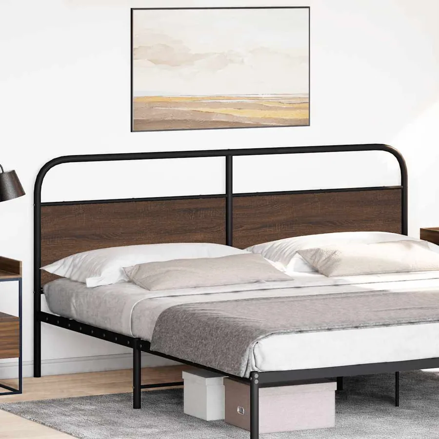 Tête de lit de remplacement chêne marron 200 cm acier et bois d'ingénierie - 2
