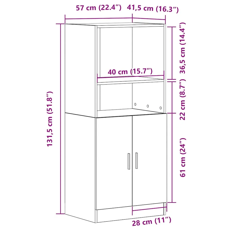 Armoire de cuisine chêne fumé 57x41,5x131,5 cm bois ingénierie - 10