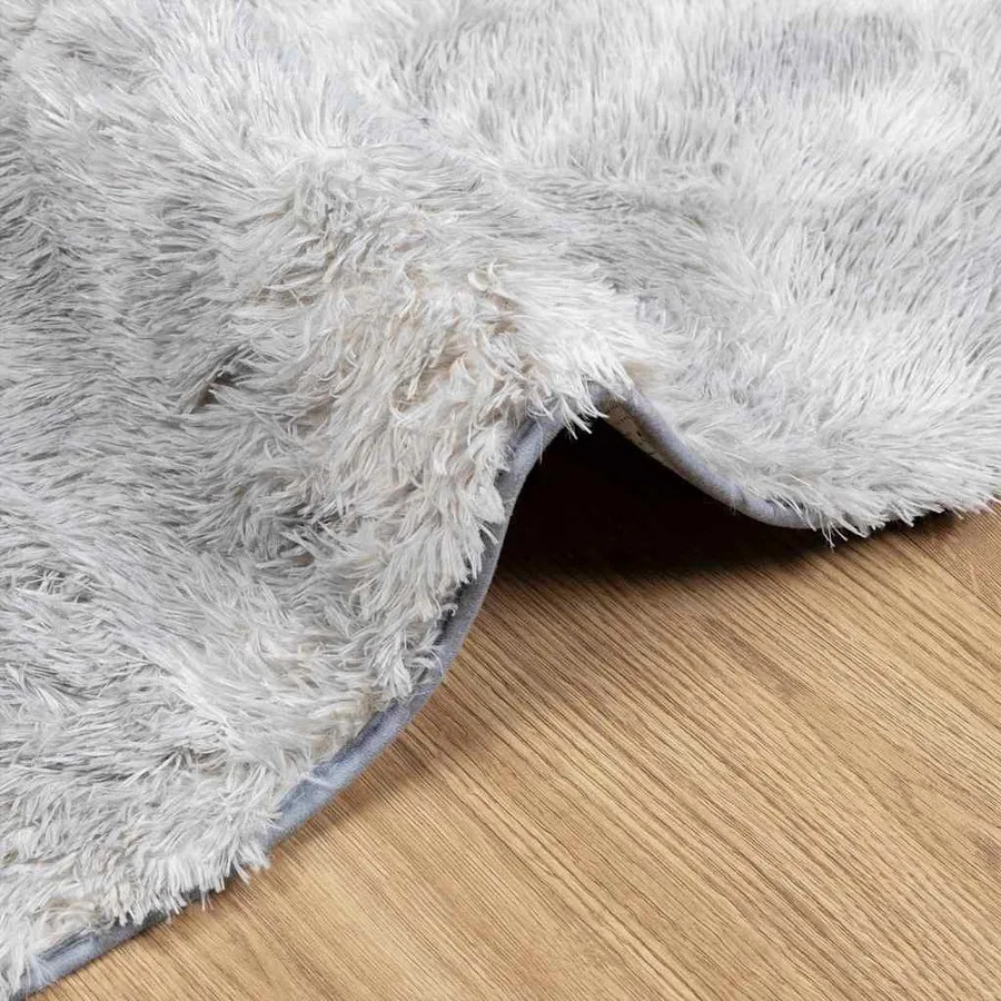 Tapis shaggy à poils longs NAVARRA gris argenté 200x200 cm - 5
