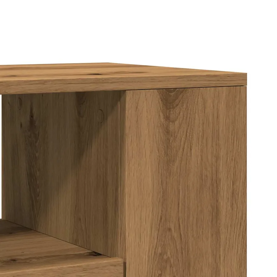 Meuble TV avec roulettes chêne artisanal bois d'ingénierie - 8
