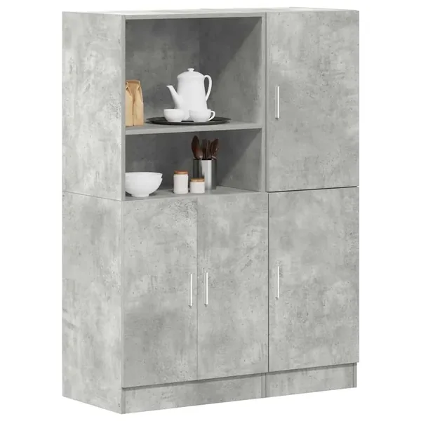 Ensemble d'armoires de cuisine 2 pcs gris béton bois ingénierie