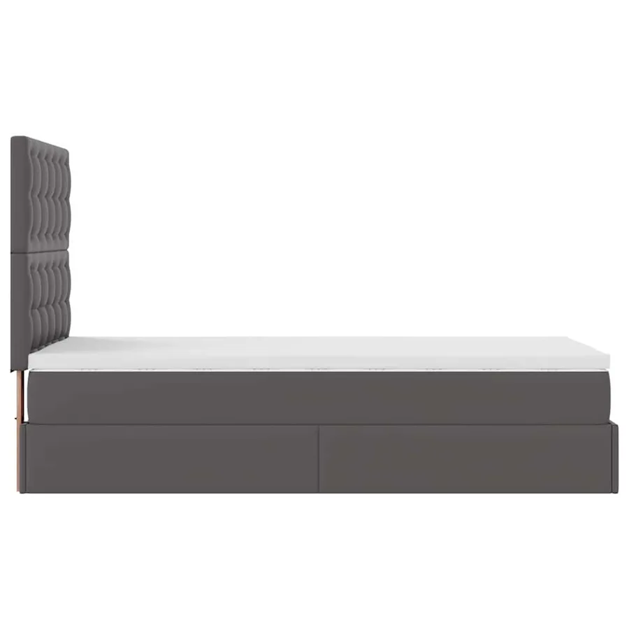 Cadre de lit ottoman avec matelas gris 90x200 cm similicuir - 11