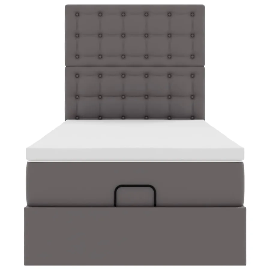 Cadre de lit ottoman avec matelas gris 90x200 cm similicuir - 8