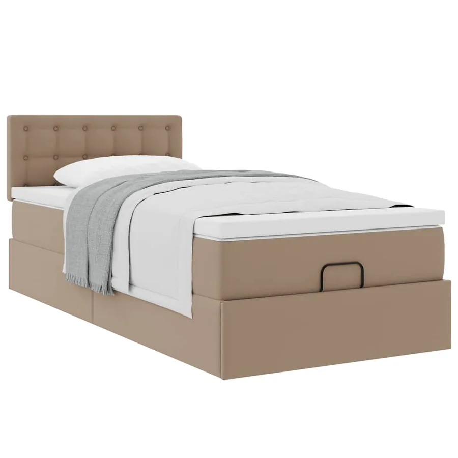 Lit ottoman et matelas cappuccino 90x190 cm similicuir - 5