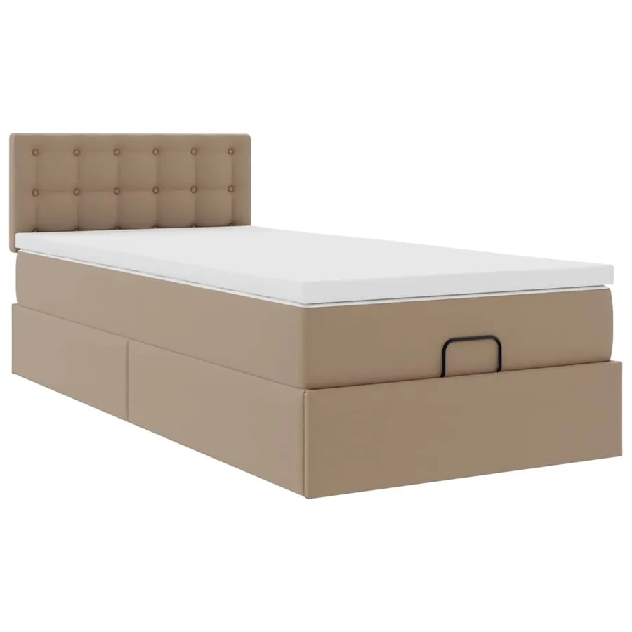 Lit ottoman et matelas cappuccino 90x190 cm similicuir - 6