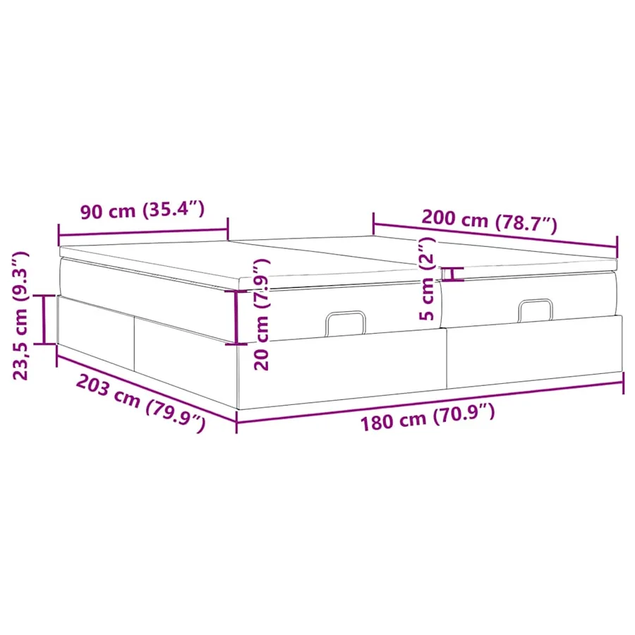 Cadre de lit ottoman et matelas cappuccino 180x200cm similicuir - 17